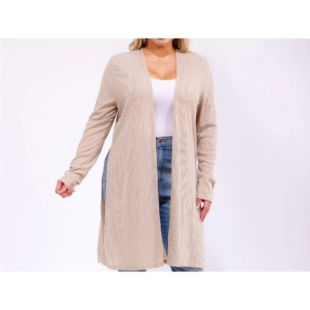 NWOT 2X Ambiance Plus Size Longline Ribbed Open Front Cardigan - Picture 4 of 6